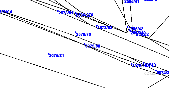Parcela st. 3075/80 v KÚ Jemnice, Katastrální mapa