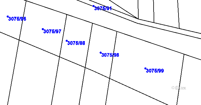 Parcela st. 3075/98 v KÚ Jemnice, Katastrální mapa