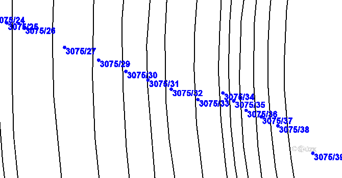 Parcela st. 3075/32 v KÚ Jemnice, Katastrální mapa