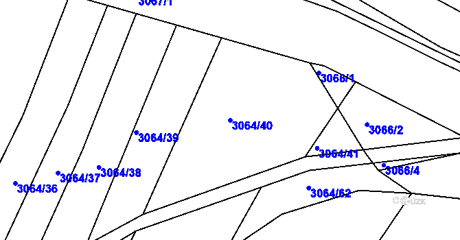 Parcela st. 3064/40 v KÚ Jemnice, Katastrální mapa