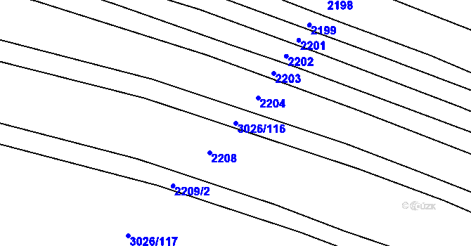 Parcela st. 3026/116 v KÚ Jemnice, Katastrální mapa