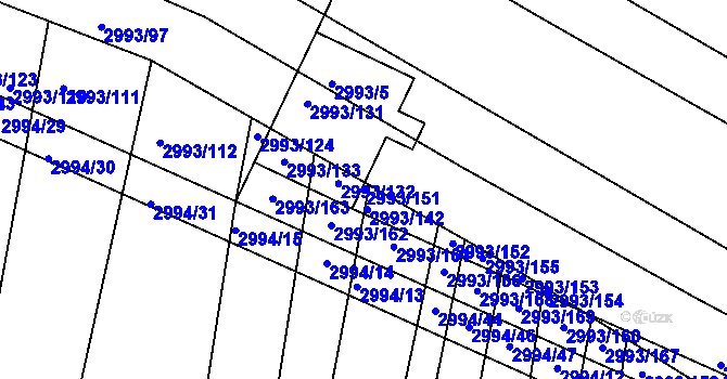 Parcela st. 2993/151 v KÚ Jemnice, Katastrální mapa