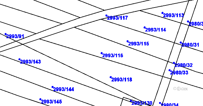 Parcela st. 2993/116 v KÚ Jemnice, Katastrální mapa