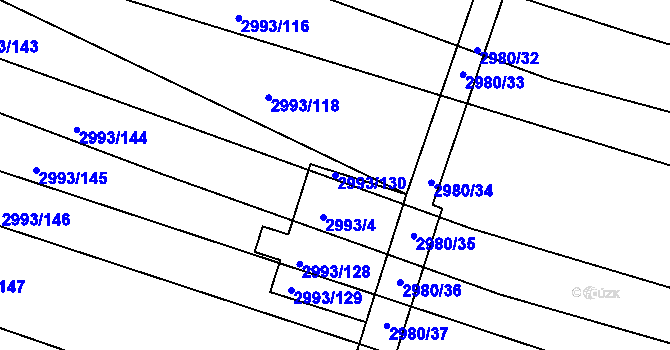 Parcela st. 2993/130 v KÚ Jemnice, Katastrální mapa