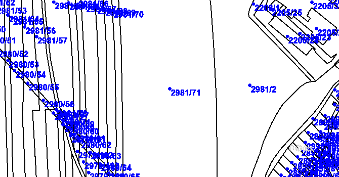 Parcela st. 2981/71 v KÚ Jemnice, Katastrální mapa
