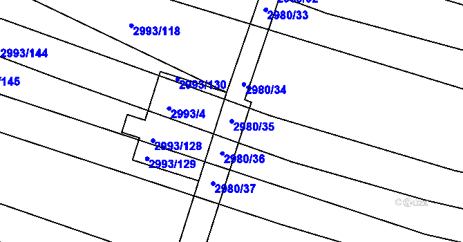 Parcela st. 2980/35 v KÚ Jemnice, Katastrální mapa