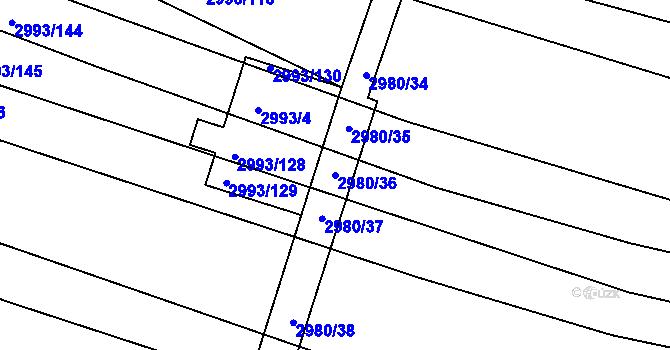Parcela st. 2980/36 v KÚ Jemnice, Katastrální mapa