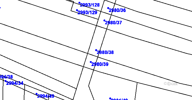 Parcela st. 2980/38 v KÚ Jemnice, Katastrální mapa