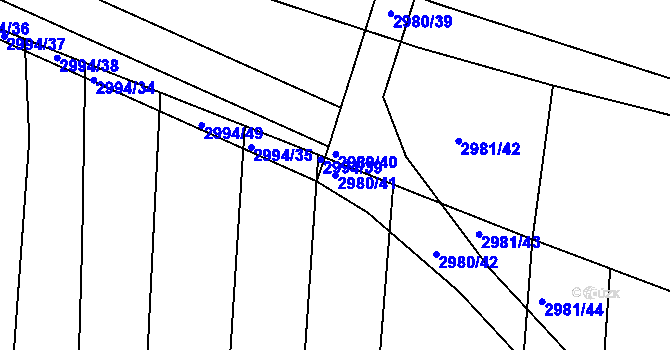 Parcela st. 2980/41 v KÚ Jemnice, Katastrální mapa