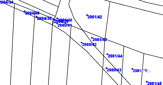 Parcela st. 2980/42 v KÚ Jemnice, Katastrální mapa