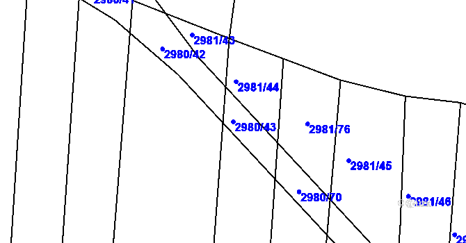 Parcela st. 2980/43 v KÚ Jemnice, Katastrální mapa