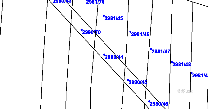Parcela st. 2980/44 v KÚ Jemnice, Katastrální mapa