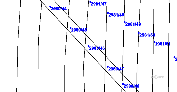 Parcela st. 2980/46 v KÚ Jemnice, Katastrální mapa