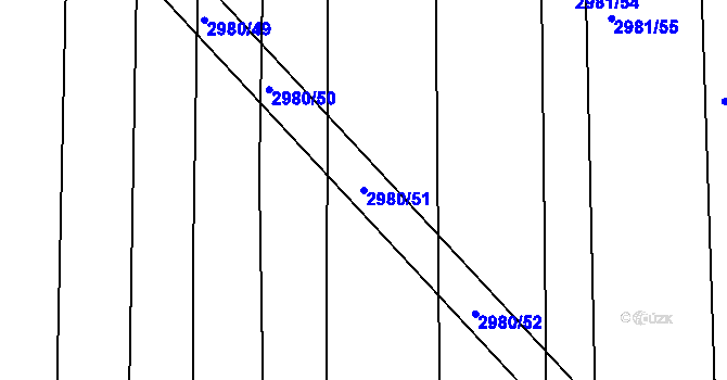 Parcela st. 2980/51 v KÚ Jemnice, Katastrální mapa