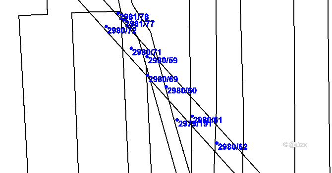 Parcela st. 2980/60 v KÚ Jemnice, Katastrální mapa