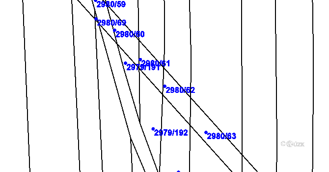 Parcela st. 2980/62 v KÚ Jemnice, Katastrální mapa