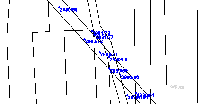 Parcela st. 2980/71 v KÚ Jemnice, Katastrální mapa