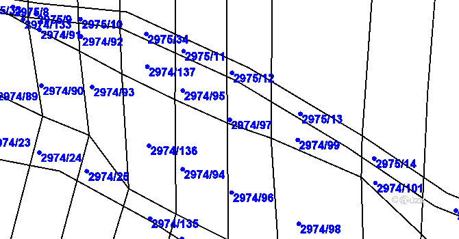 Parcela st. 2974/97 v KÚ Jemnice, Katastrální mapa