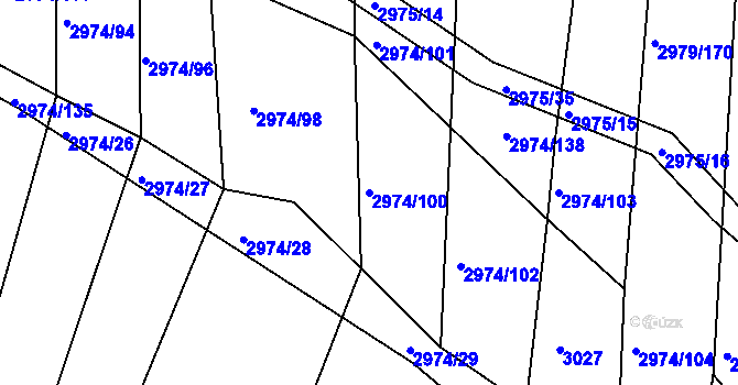 Parcela st. 2974/100 v KÚ Jemnice, Katastrální mapa