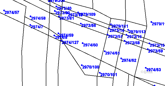 Parcela st. 2974/60 v KÚ Jemnice, Katastrální mapa