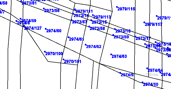 Parcela st. 2974/62 v KÚ Jemnice, Katastrální mapa