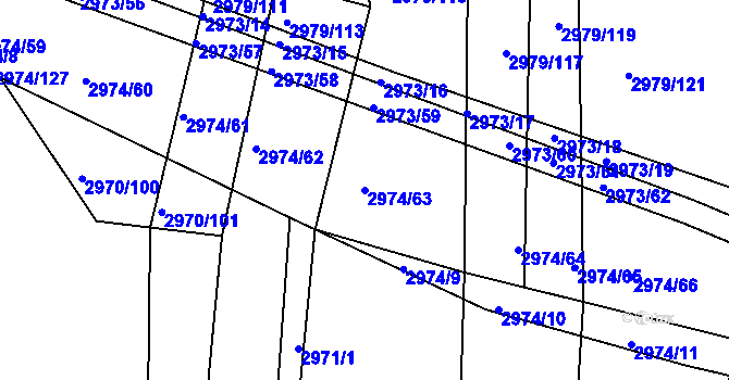 Parcela st. 2974/63 v KÚ Jemnice, Katastrální mapa