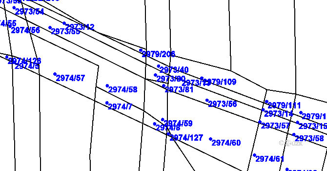 Parcela st. 2973/81 v KÚ Jemnice, Katastrální mapa