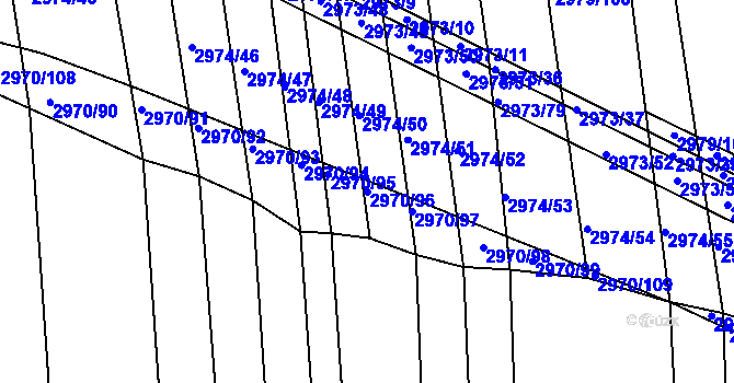 Parcela st. 2970/96 v KÚ Jemnice, Katastrální mapa