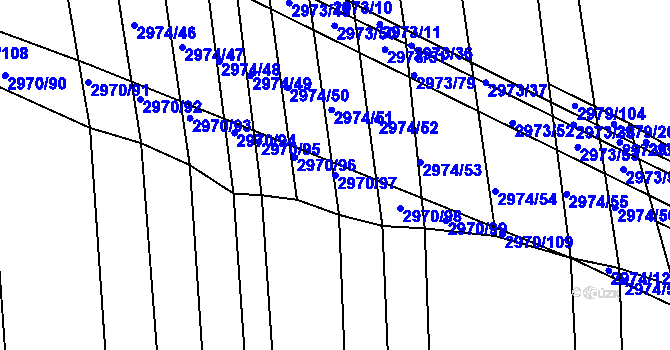 Parcela st. 2970/97 v KÚ Jemnice, Katastrální mapa