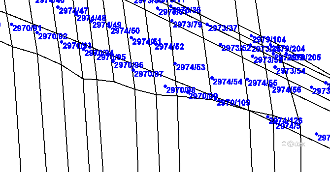 Parcela st. 2970/98 v KÚ Jemnice, Katastrální mapa