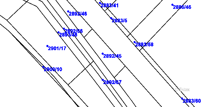 Parcela st. 2892/45 v KÚ Jemnice, Katastrální mapa
