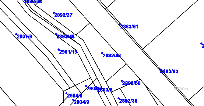 Parcela st. 2892/48 v KÚ Jemnice, Katastrální mapa