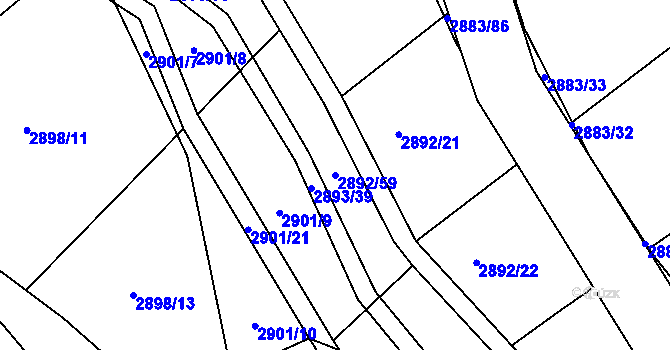 Parcela st. 2892/59 v KÚ Jemnice, Katastrální mapa