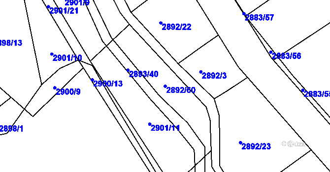 Parcela st. 2892/60 v KÚ Jemnice, Katastrální mapa