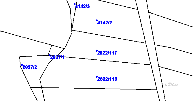 Parcela st. 2822/117 v KÚ Jemnice, Katastrální mapa