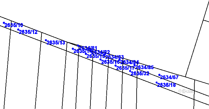 Parcela st. 2634/83 v KÚ Jemnice, Katastrální mapa