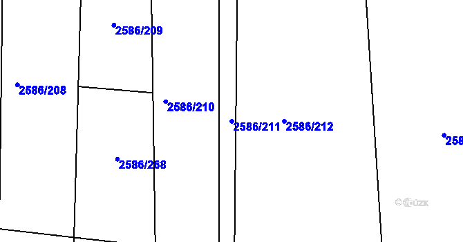 Parcela st. 2586/211 v KÚ Jemnice, Katastrální mapa