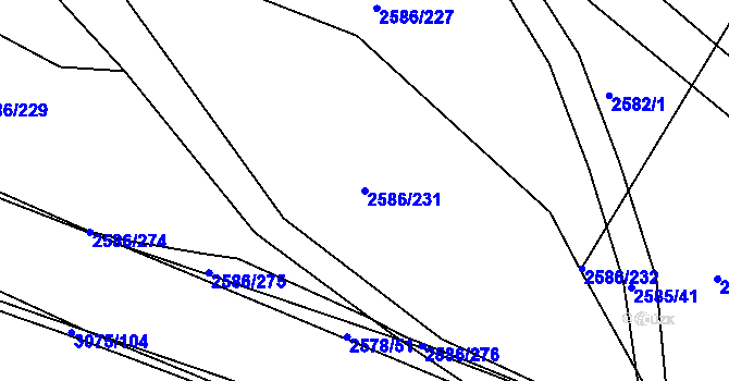Parcela st. 2586/231 v KÚ Jemnice, Katastrální mapa