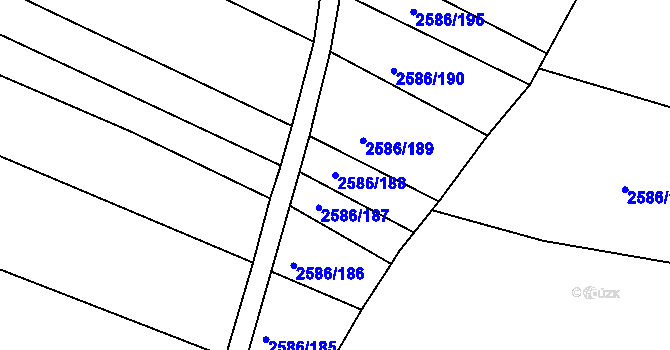 Parcela st. 2586/188 v KÚ Jemnice, Katastrální mapa