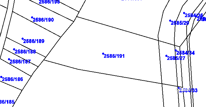 Parcela st. 2586/191 v KÚ Jemnice, Katastrální mapa