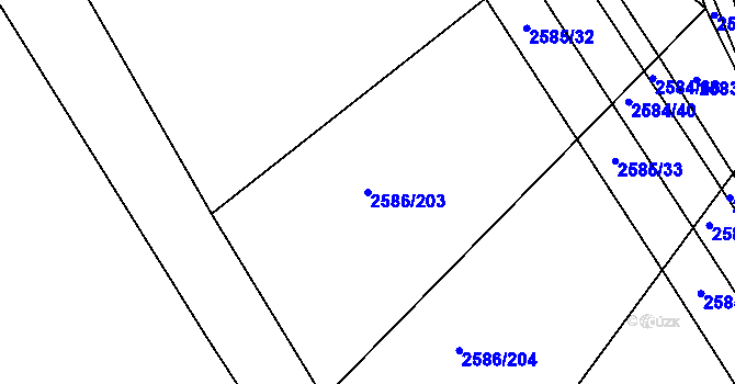 Parcela st. 2586/203 v KÚ Jemnice, Katastrální mapa