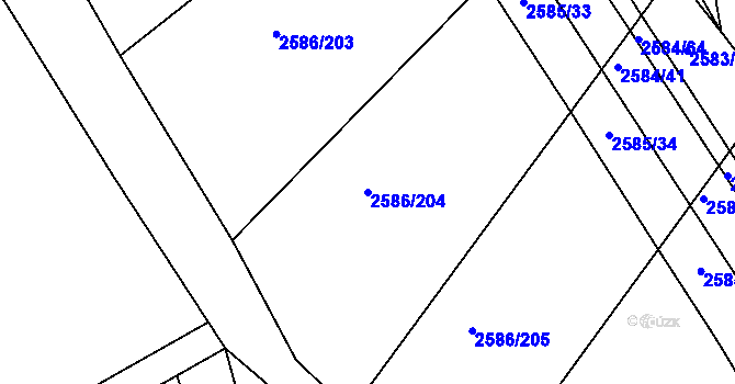 Parcela st. 2586/204 v KÚ Jemnice, Katastrální mapa