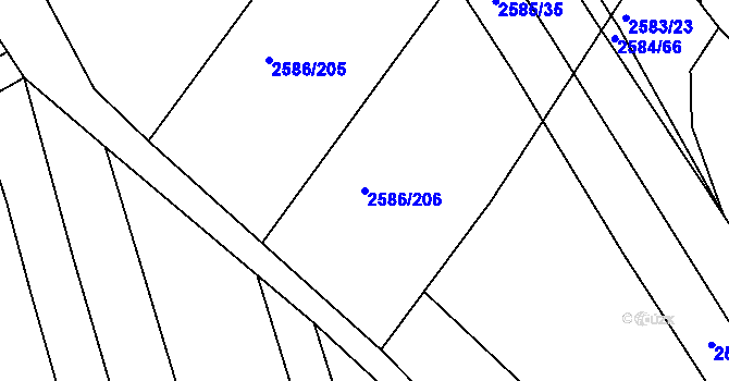 Parcela st. 2586/206 v KÚ Jemnice, Katastrální mapa