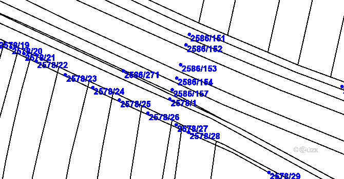 Parcela st. 2586/157 v KÚ Jemnice, Katastrální mapa