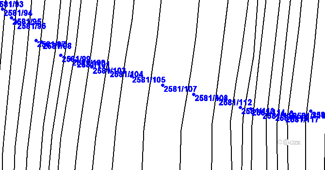 Parcela st. 2581/107 v KÚ Jemnice, Katastrální mapa