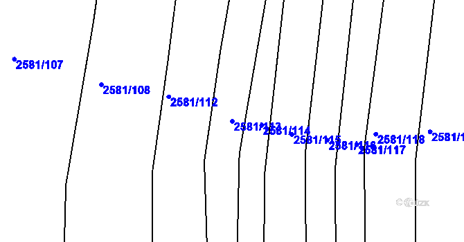 Parcela st. 2581/113 v KÚ Jemnice, Katastrální mapa