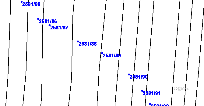 Parcela st. 2581/89 v KÚ Jemnice, Katastrální mapa