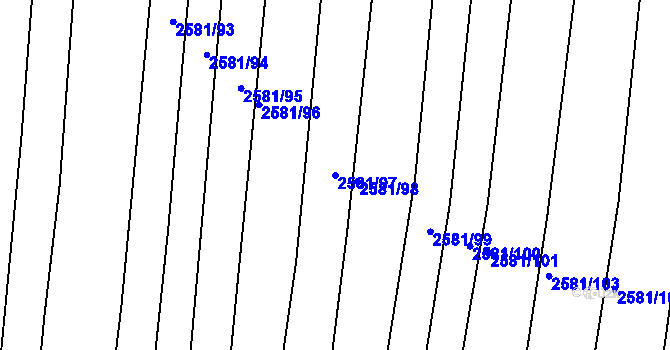 Parcela st. 2581/97 v KÚ Jemnice, Katastrální mapa