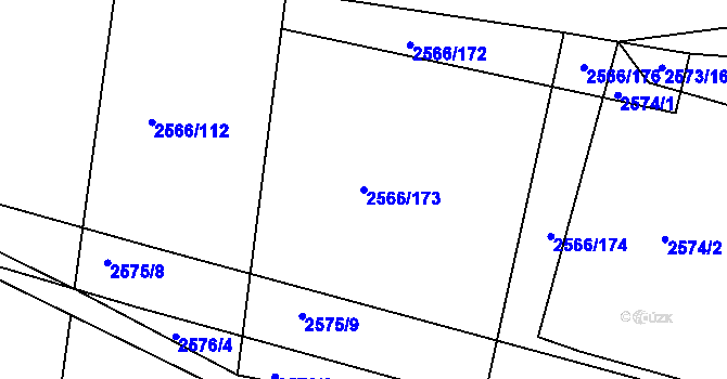 Parcela st. 2566/173 v KÚ Jemnice, Katastrální mapa