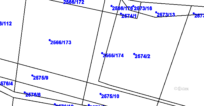 Parcela st. 2566/174 v KÚ Jemnice, Katastrální mapa